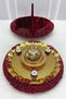 Burgundy Henna Night Tray Basket Bridal Set, Luxury Imported Velvet Glass Beads, Engagement Wedding Ceremony Circumcision