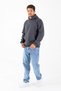 Men's Hooded Printed Kangaroo Pocket Sweatshirt Anthracite - 25K 5281 - 5