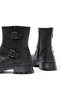 2051-2014 Black Buckle Flat Heeled Buckle Zippered Daily Women's Boots - 4