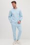 Men's relax fit cotton 3-thread soft textured fleece-lined crew neck blue tracksuit set - 3