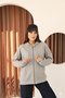Gray Oversize Fleece Hooded Sweatshirt with Zipper Detail |   Kangaroo Pocket Long Sleeve Casual Fleece Sweatshirt |   Comfortable Cut Women's Tops - 4