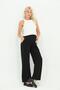 Maternity Stretchy Belly Band Adjustable Waist Winter Wide Leg Classic Pants Black - 3