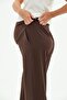 Maternity Elastic Waistband Adjustable Winter Wide Leg Classic Pants Brown - 7