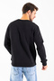 Men's crew neck embroidered fleece 3-thread sweatshirt black - 26k 8504 - 5