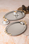 Set of 2 Stainless Steel Silver Oval Trays – Patterned Serving and Presentation Tray, Non-Tarnishing, Non-Fading - 2