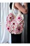 Retro Pink Flower Hand Knitted Motif Shoulder Bag - 2