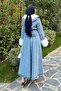 Fur Detailed Denim Suit Jeans Blue - 4