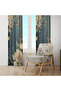 Dark Blue Gold Framed Rose 140X260 Single Wing Background Curtain - 4