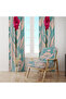 Turquoise Marble Patterned Floral Single Wing Background Curtain 140X260 cm - 4