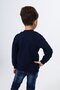 Navy Blue Boys' College Collar Zippered Pocket Embroidery Printed Knitted Cardigan - 2 Thread - 5