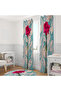 Turquoise Marble Patterned Floral Single Wing Background Curtain 140X260 cm - 2
