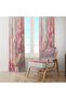Pink Misty Rain Effect Floral 140X260 Single Panel Background Curtain - 4