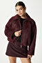Women's Oscar Faux Fur Plum Bomber Jacket - 5
