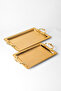 Set of 2 Stainless Steel Gold Rectangular Trays – Patterned Serving and Presentation Tray, Non-Tarnishing, Non-Fading
