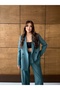 Women's Petrol Green Oversized Blazer Jacket Pants Suit