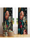 Black Background Baroque Floral Patterned Single Wing Background Curtain 140X260 cm - 3