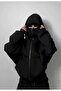 Neon Face Printed Ninja with a Mask Unisex Sweatshirt Cardigan 3 Yarn Thick Fleece (100% Cotton) - 2