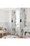 Single Wing Background Curtain with Black and Gray Floral Pattern on White Background 140X260 cm - 2