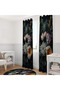 Dark Green White Luxurious Floral 140X260 Single Wing Background Curtain - 2