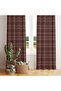 Brown & Purple Plaid Patterned Single Wing Background Curtain 140X260 cm - 3