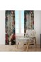 Antique Light Gray Red Floral 140X260 Single Wing Background Curtain - 4