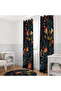 Black Orange Artistic Floral 140X260 Single Wing Background Curtain - 2
