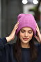 Women's Pink Soft Textured Ribbed Knit Winter Beanie - 2