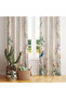 Light Beige Pastel Floral Framed 140X260 Single Panel Background Curtain - 3