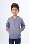 Dark Gray Boys' College Collar Zippered Pocket Embroidery Printed Knitted Cardigan - 2 Thread