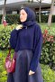 Collar Zippered Crop Knitwear Sweater Navy Blue - 2