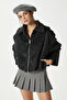 Women's Oscar Faux Fur Black Bomber Jacket - 5