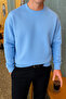 Men's Relax Fit Winter Baby Blue Basic Sweater