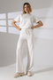 Women's Modal Double Set Short Sleeve Rabbit Embroidered T-Shirt Loose Pants with Pockets Tracksuit
