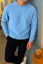 Men's Relax Fit Winter Baby Blue Basic Sweater - 6