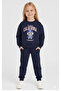 Girl's Labubu Printed Fleece-Lined Sweatshirt Tracksuit Set