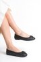 Black Leather Women's Ballet Flats – Orthopedic, Quilted, Comfortable, with Bow Accessory, Mel, Casual Shoes - 4