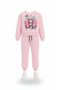 Girl's Cute Bear Printed Fleece-Lined Sweatshirt Tracksuit Set - 2