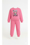 Girl's Cute Bear Printed Fleece-Lined Sweatshirt Tracksuit Set - 2