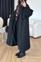 معطف طويل أسود اللون من البولي فيسكوز مع أكمام طويلة 9476 - 5