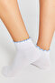 Bamboo Women's White Booties Elasticless Stitch-Free Blue Frilly White Socks 3-Piece Premium Package - 4