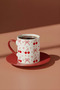 Ribbon Heart Cherry Patterned Set of 2 Turkish Coffee Cups - 2