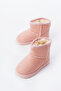 Pink Fur Lined Suede Faux Non-Slip Sole First Step Baby Daily Boots - 3