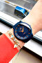10 Atm Water Resistant Quartz Women's Wristwatch Navy Blue Silicone Band - Gift Bracelet Qqb2001C3 - 2