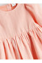 Özmarka New Season Pink Crew Neck Basic Baby Girl Dress - 4