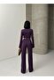 V-Neck Gold Accessory Belly-Baring Long Sleeve Top High Waist Gathered Trousers Wool Viscose Set - 8