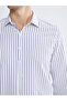 Navy Blue Slim Fit Long Sleeve Striped Men's Shirt - 3