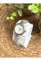 Stylish Silver Women's Wristwatch with Round White Stone Inside - 6