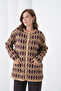 Long Sleeve Stylish Wide Patterned Knitwear Jacket with Front Buttons and Pockets Suitable for Women's Hijab - 4