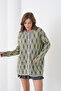 Long Sleeve Stylish Wide Patterned Knitwear Jacket with Front Buttons and Pockets Suitable for Women's Hijab - 2