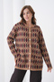 Long Sleeve Stylish Wide Patterned Knitwear Jacket with Front Buttons and Pockets Suitable for Women's Hijab - 2